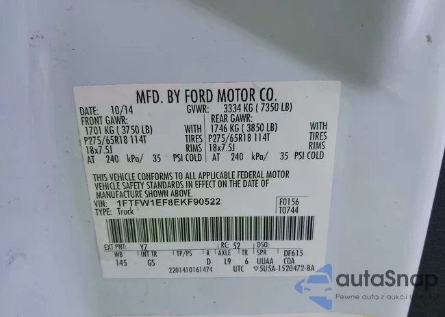 1FTFW1EF8EKF90522: 43224077