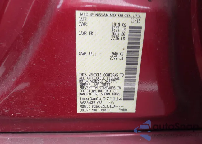 1N4AL3AP0FC271114: 43224149