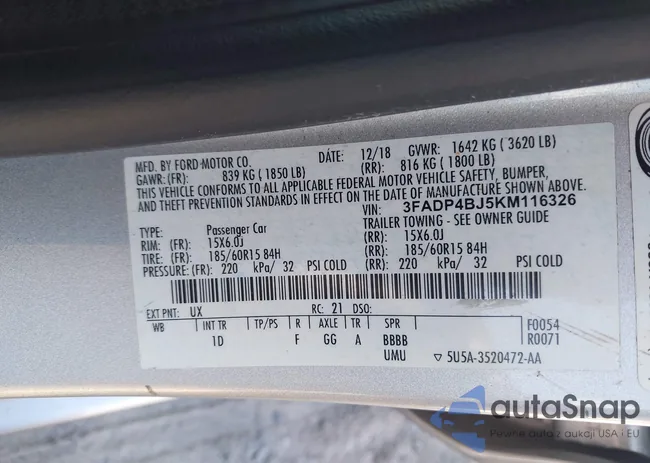 3FADP4BJ5KM116326: 43224171