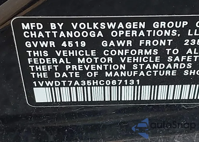 1VWDT7A35HC067131: 43224183
