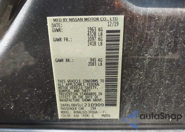 1N4BL4BV5LC210909: 43224277