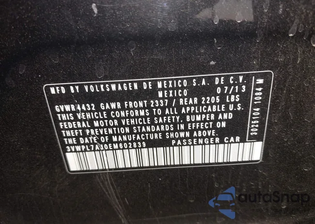 3VWPL7AJ0EM602839: 43224410