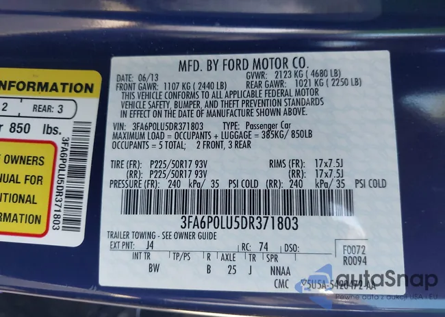 3FA6P0LU5DR371803: 43224455