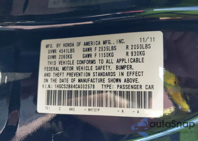 1HGCS2B84CA002579: 43223505