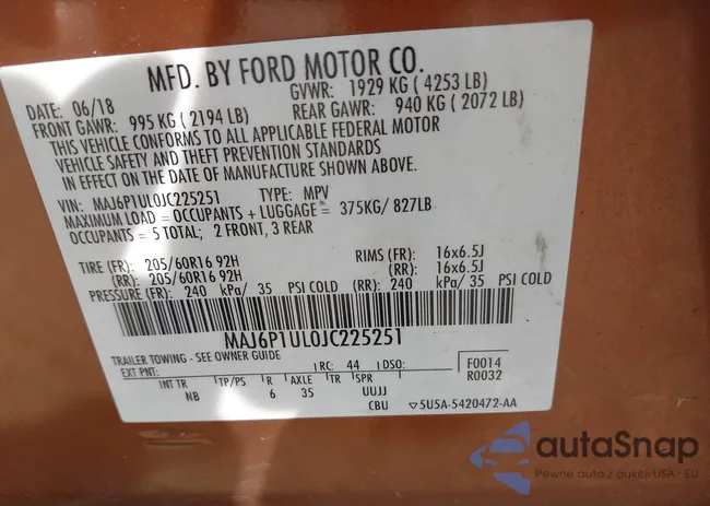 MAJ6P1UL0JC225251: 43223621