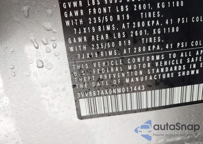 3VV8B7AX0NM011443: 43225057