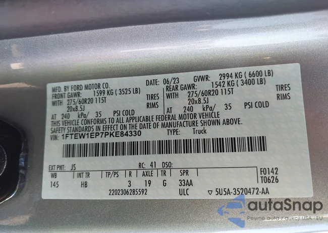 1FTEW1EP7PKE84330: 43225091