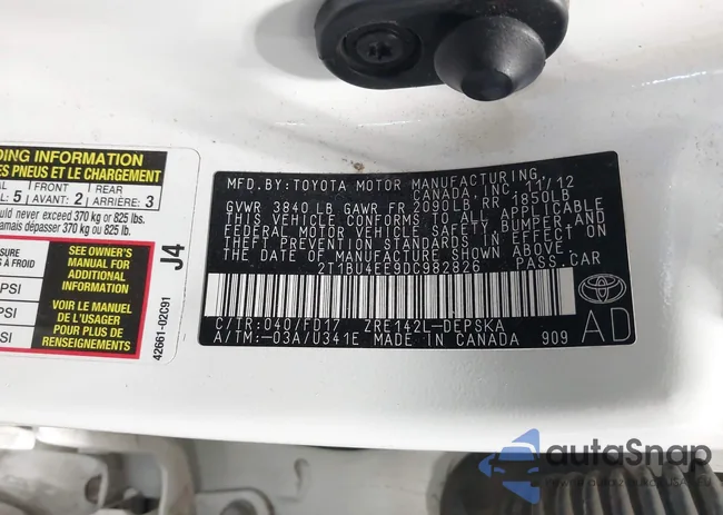 2T1BU4EE9DC982826: 43225100