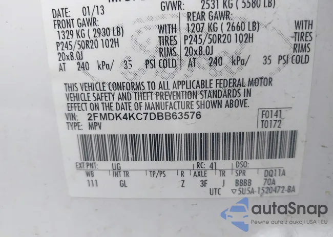 2FMDK4KC7DBB63576: 43225101