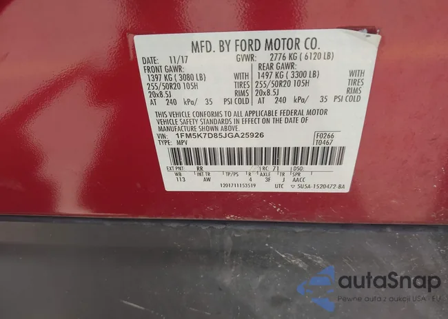 1FM5K7D85JGA25926: 43225116