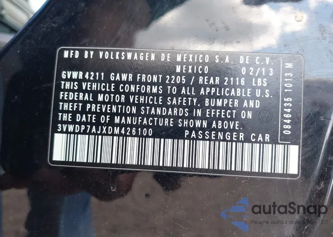3VWDP7AJXDM426100: 43225226