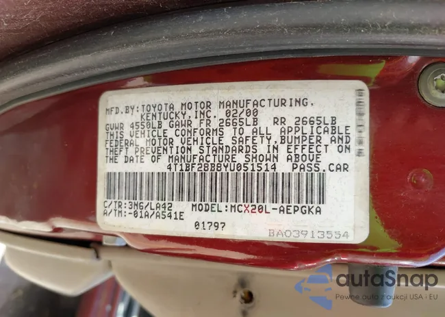 4T1BF28B8YU051514: 43225268