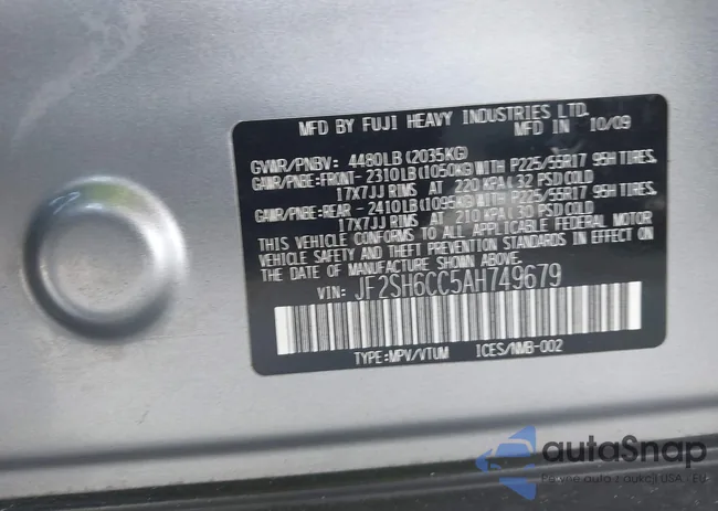 JF2SH6CC5AH749679: 43225277