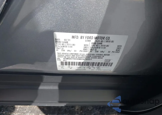 1FMSK7DH0MGA78251: 43225293