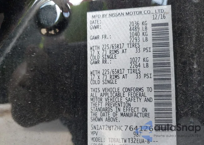 5N1AT2MT2HC764126: 43225460