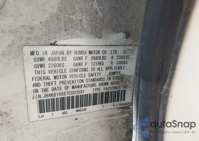 JH4KB16667C003691: 43224671