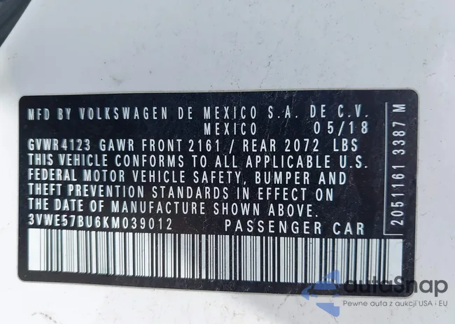 3VWE57BU6KM039012: 43224813