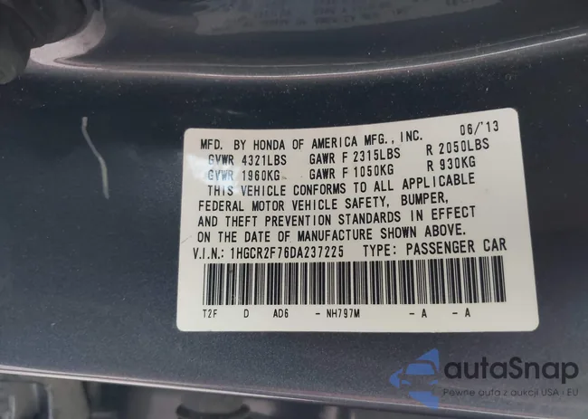 1HGCR2F76DA237225: 43225957