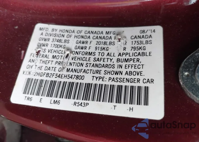 2HGFB2F54EH547800: 43225970