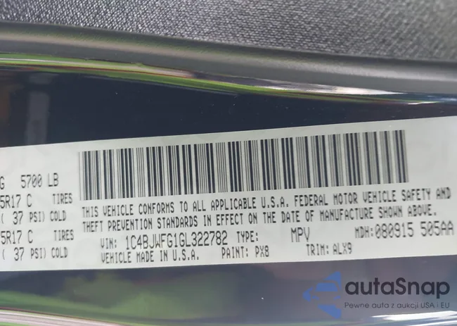 1C4BJWFG1GL322782: 43225980