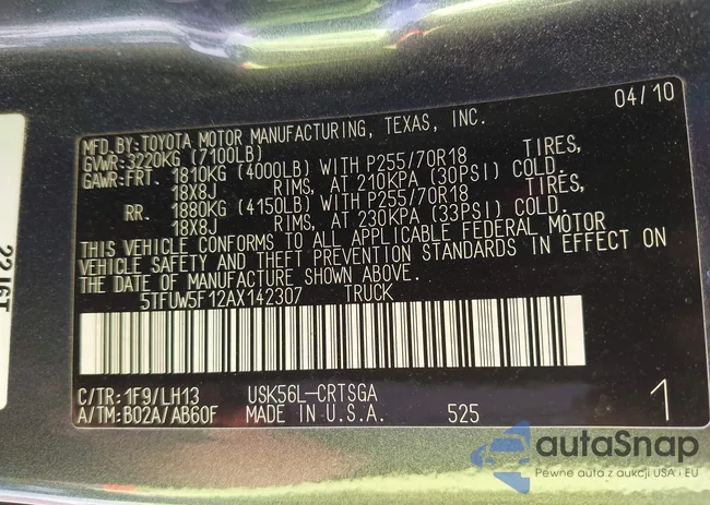 5TFUW5F12AX142307: 43226003