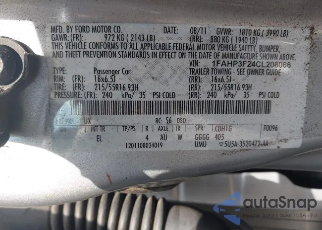 1FAHP3F24CL206066: 43226325