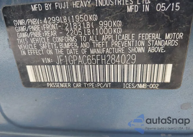 JF1GPAC65FH284029: 43226350