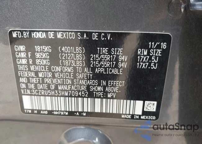 3CZRU5H33HM709452: 43226450