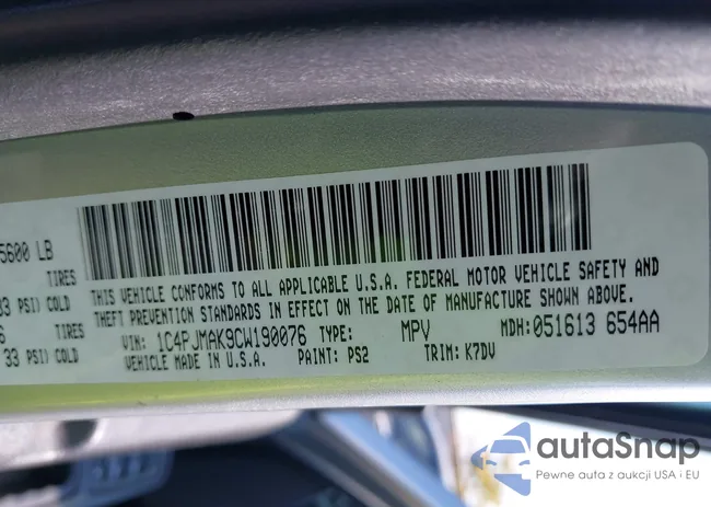 1C4PJMAK9CW190076: 43225487