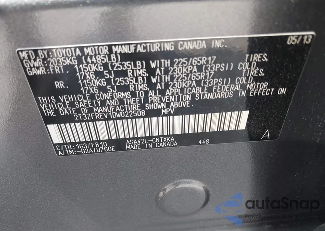 2T3ZFREV1DW022508: 43225537