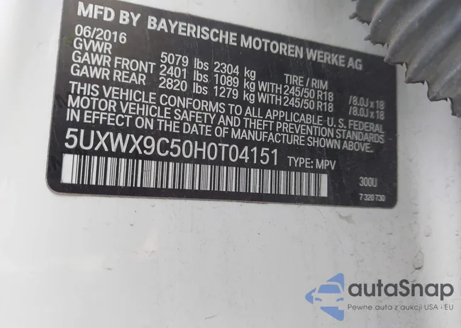 5UXWX9C50H0T04151: 43225620