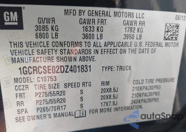 1GCRCSE02DZ401831: 43225651