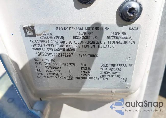 1GCEC19V77Z142997: 43225678