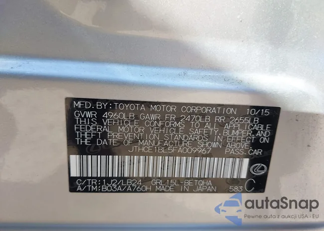 JTHCE1BL5FA009967: 43225706