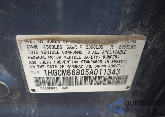 1HGCM66805A011343: 43225816