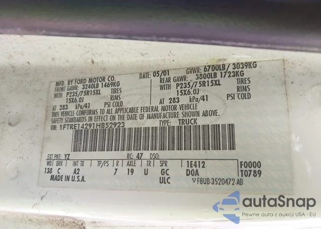 1FTRE14291HB52923: 43225848