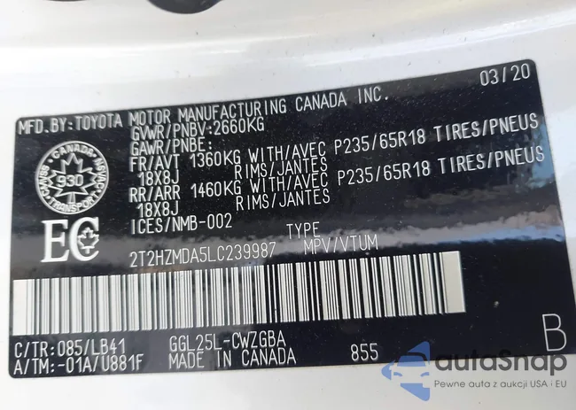 2T2HZMDA5LC239987: 43227053