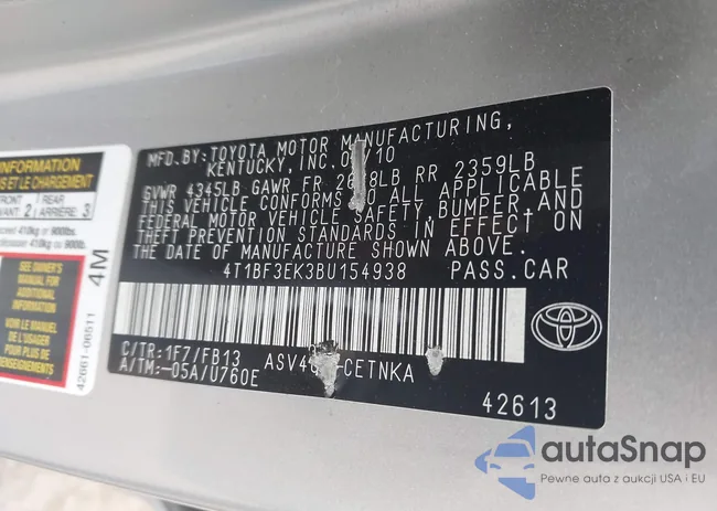 4T1BF3EK3BU154938: 43227056