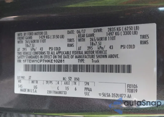 1FTEW1CP7HKE10281: 43227084