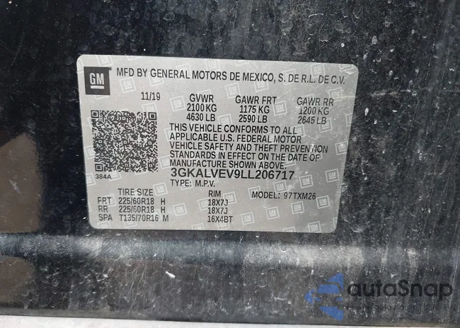 3GKALVEV9LL206717: 43227250