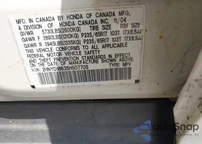 2HNYD18635H507705: 43227278