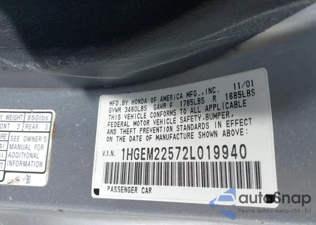 1HGEM22572L019940: 43227364