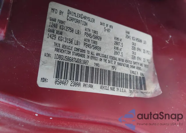 1D8GU58607W691807: 43227430