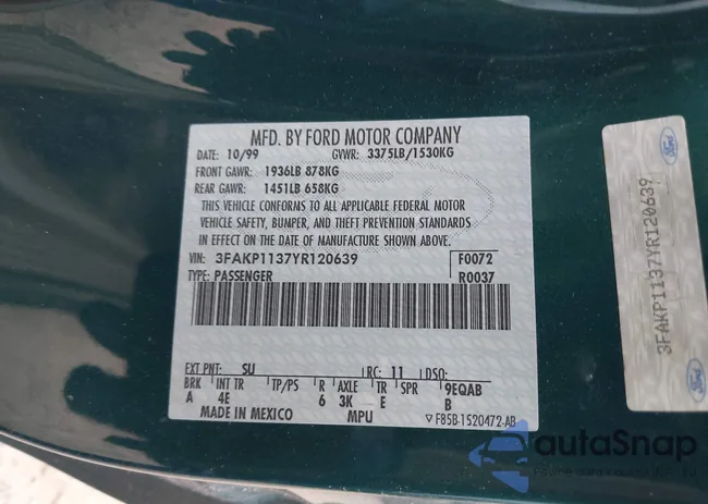 3FAKP1137YR120639: 43227435