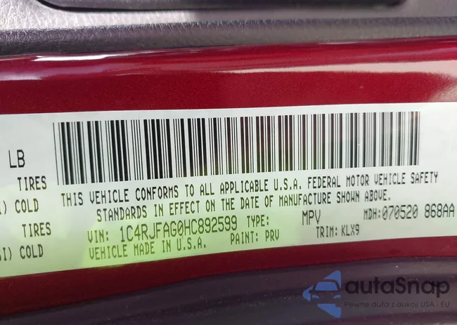 1C4RJFAG0HC892599: 43227464