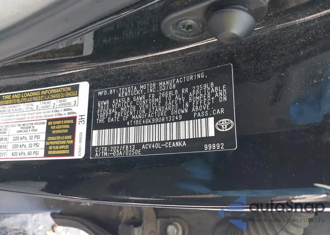 4T1BE46K99U813249: 43226596