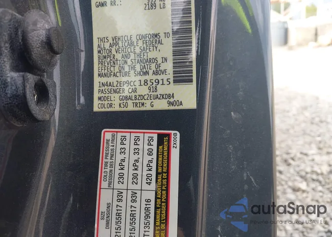 1N4AL2EP9CC185915: 43226609