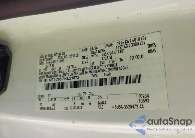 1FTMF1C85GKE21573: 43226822