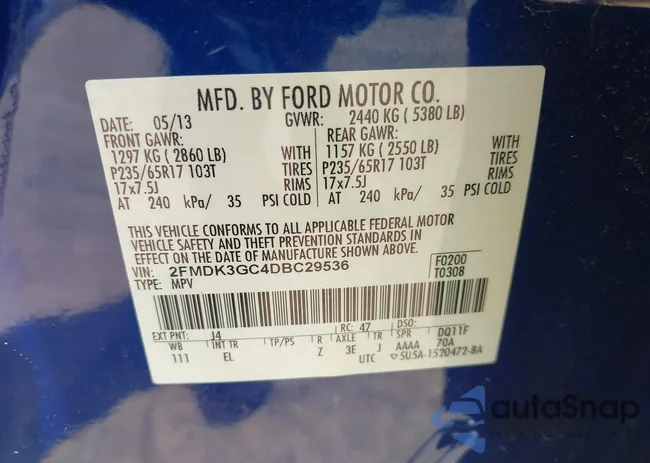 2FMDK3GC4DBC29536: 43227882