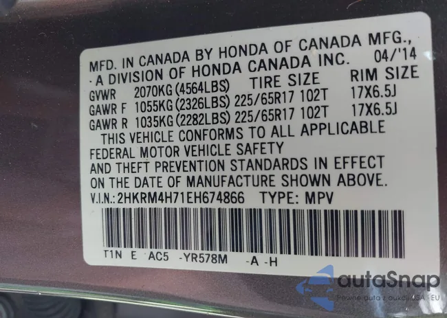 2HKRM4H71EH674866: 43227967